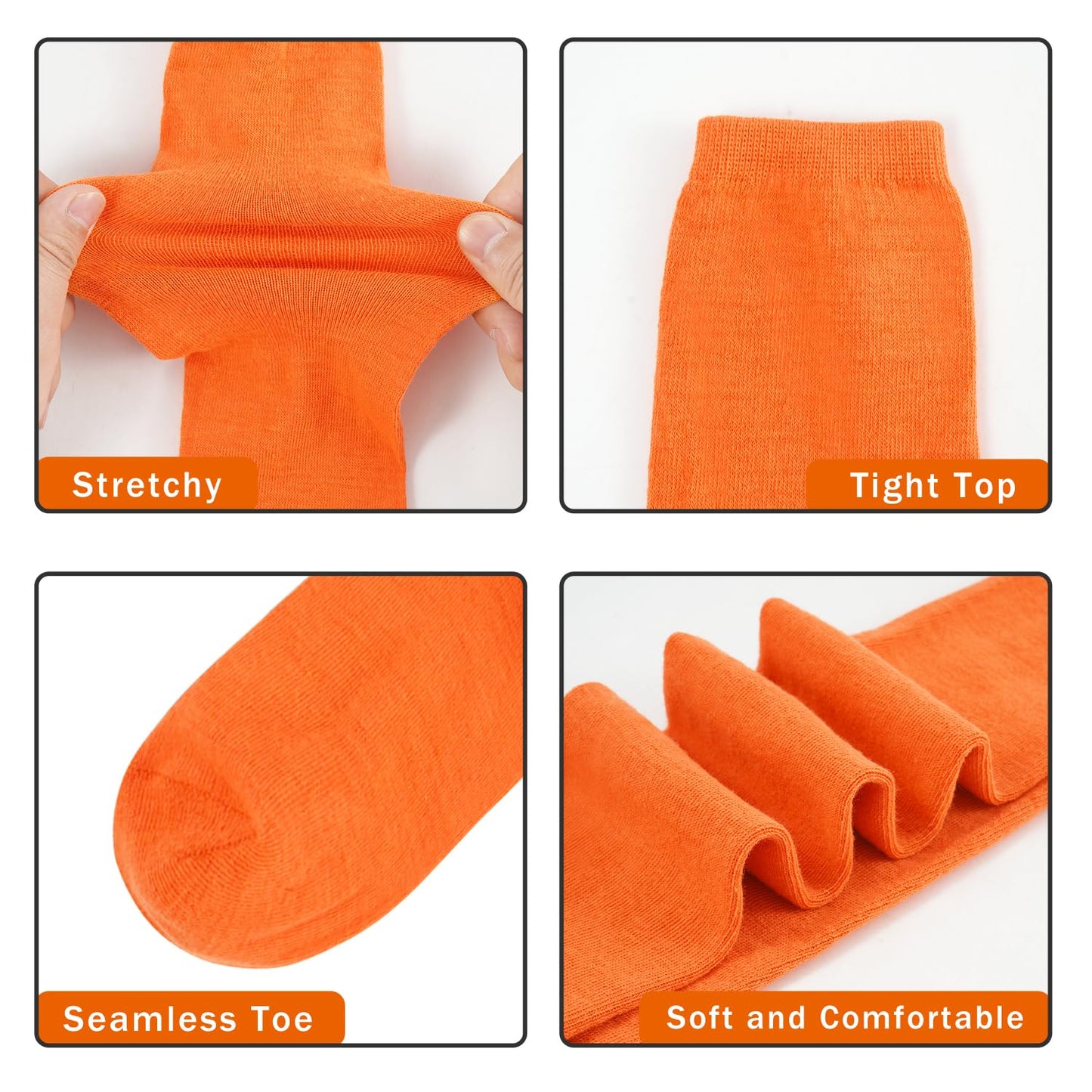 Junely Thigh High Socks Over the Knee Stockings Extra Long Gifts Halloween Cosplay Costumes Accessories Gifts Orange