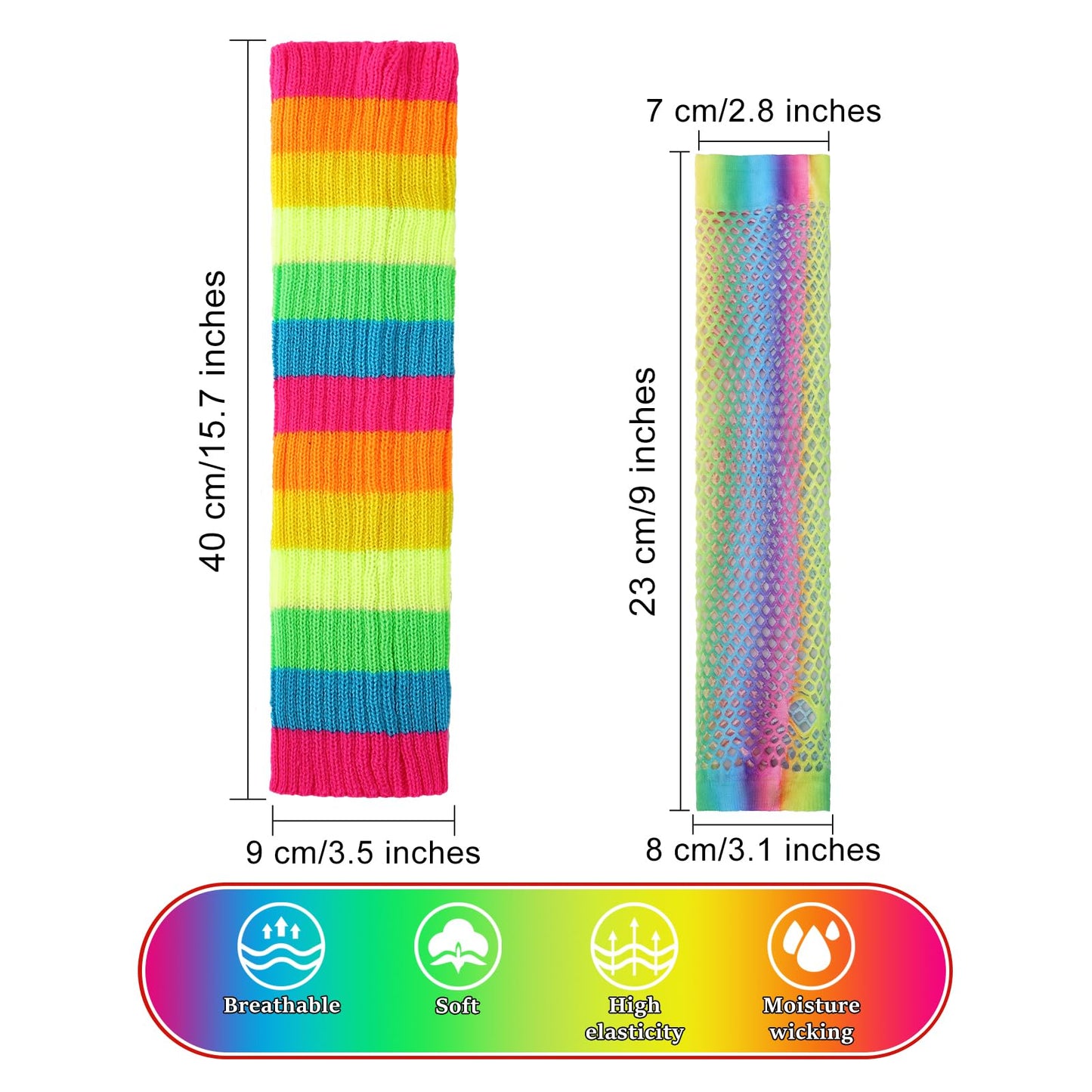 Junely Rainbow Tutu for Women Adults and Leg Warmers and Fingerless Gloves Pride Accessories for Ballet Dance Running