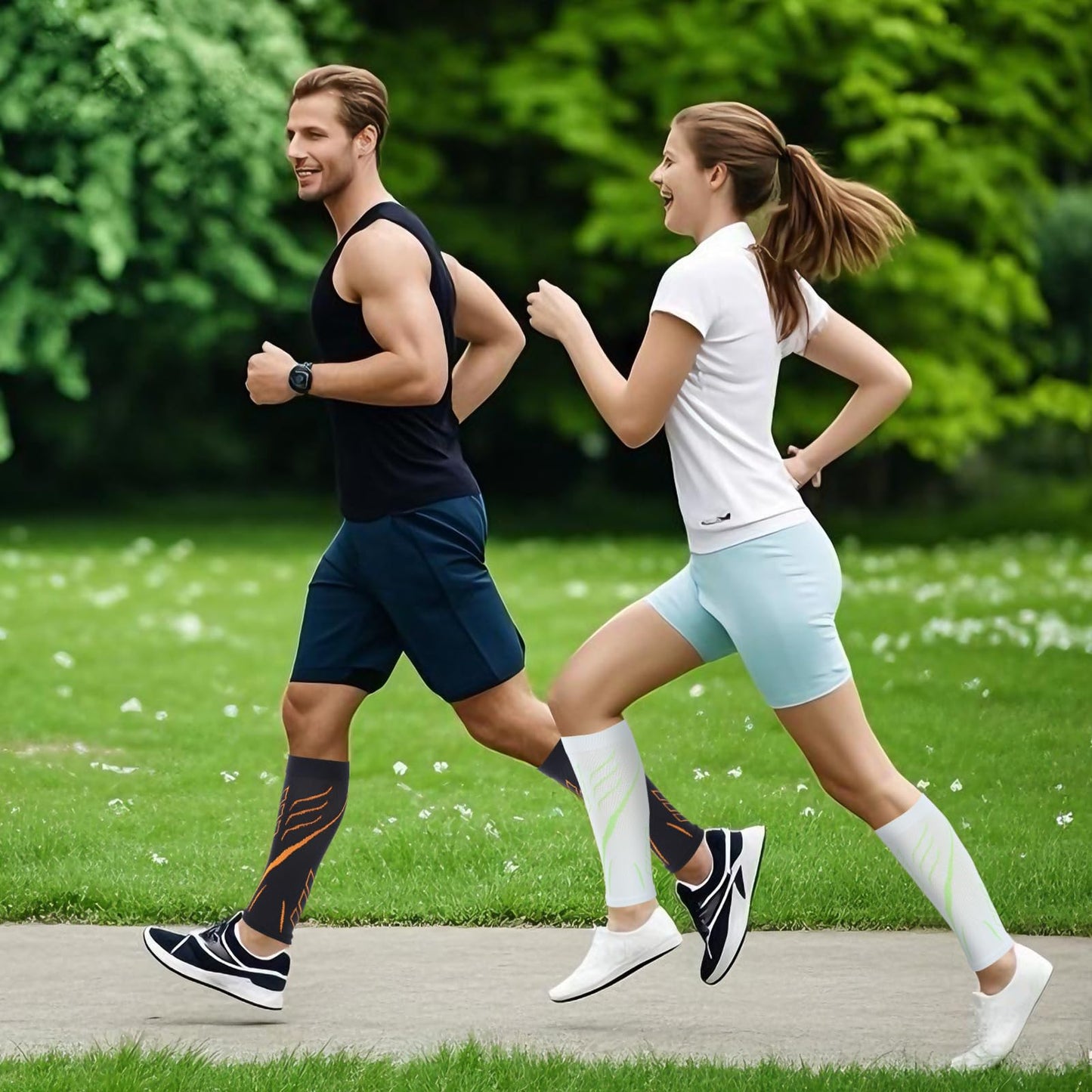 Junely 3 Pairs Calf Compression Sleeve for Men and Women Leg Compression Sleeve for Support Sports Running Cycling Black White