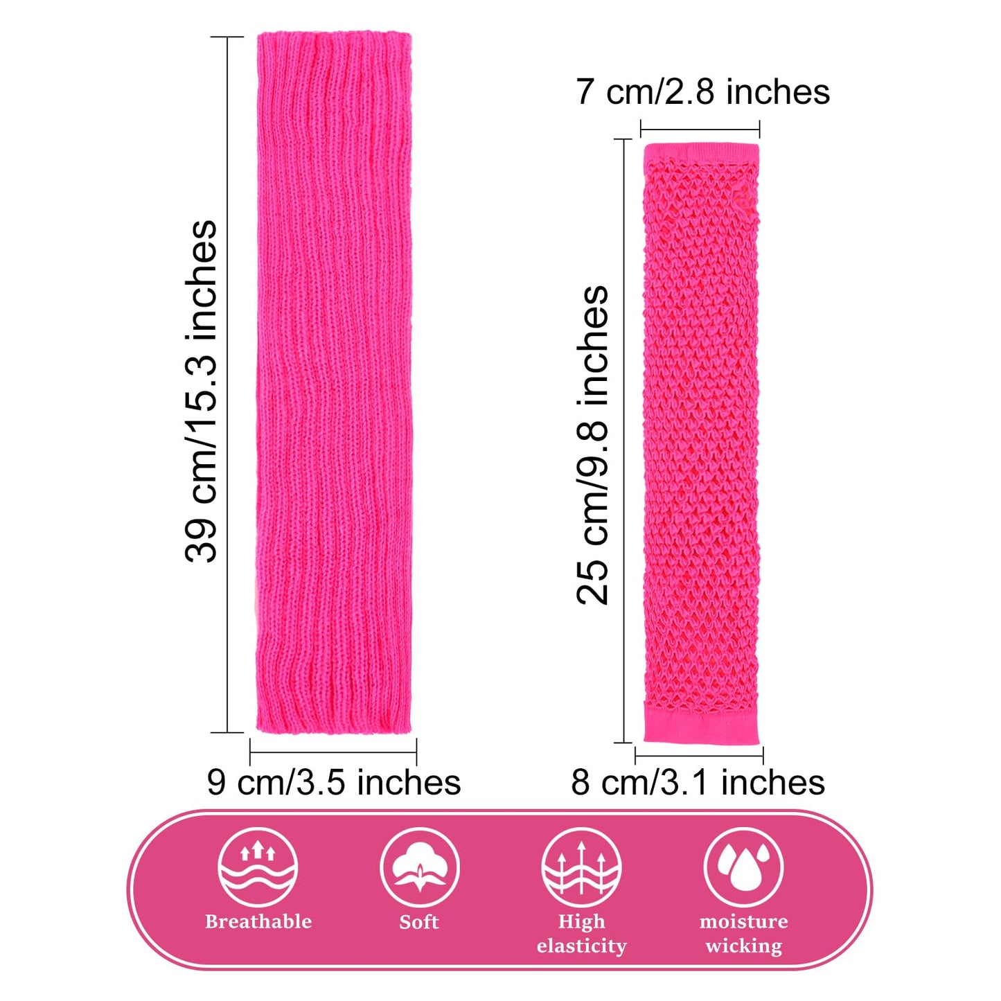 Junely 80s Tutu for Women Adults and Leg Warmers and Fingerless Gloves 80s Accessories for Ballet Dance Running Hot Pink