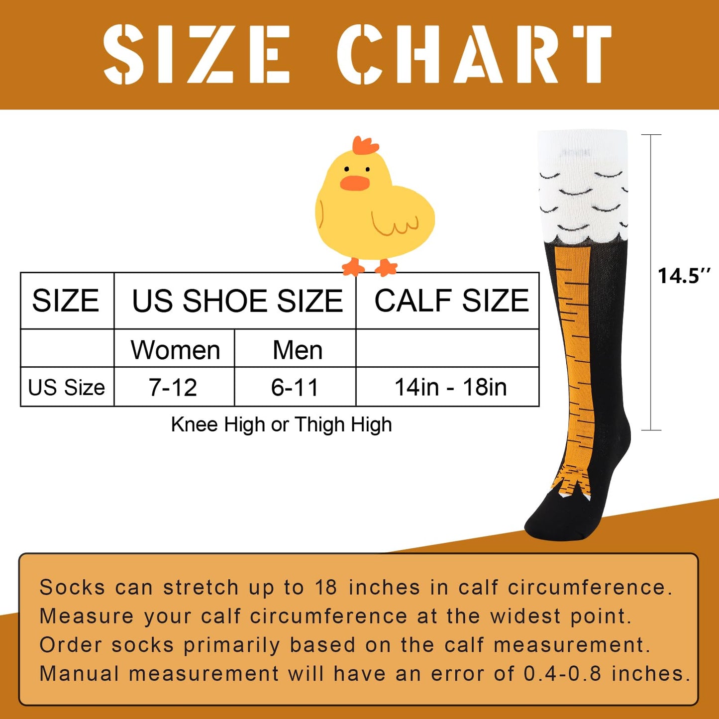 Junely Compression Socks for Women Knee High Chicken Leg Socks for Halloween Thanksgivings Christmas Running Athletic Nurses Pregnant Women Work Support Travel Flight Sports Gifts Black
