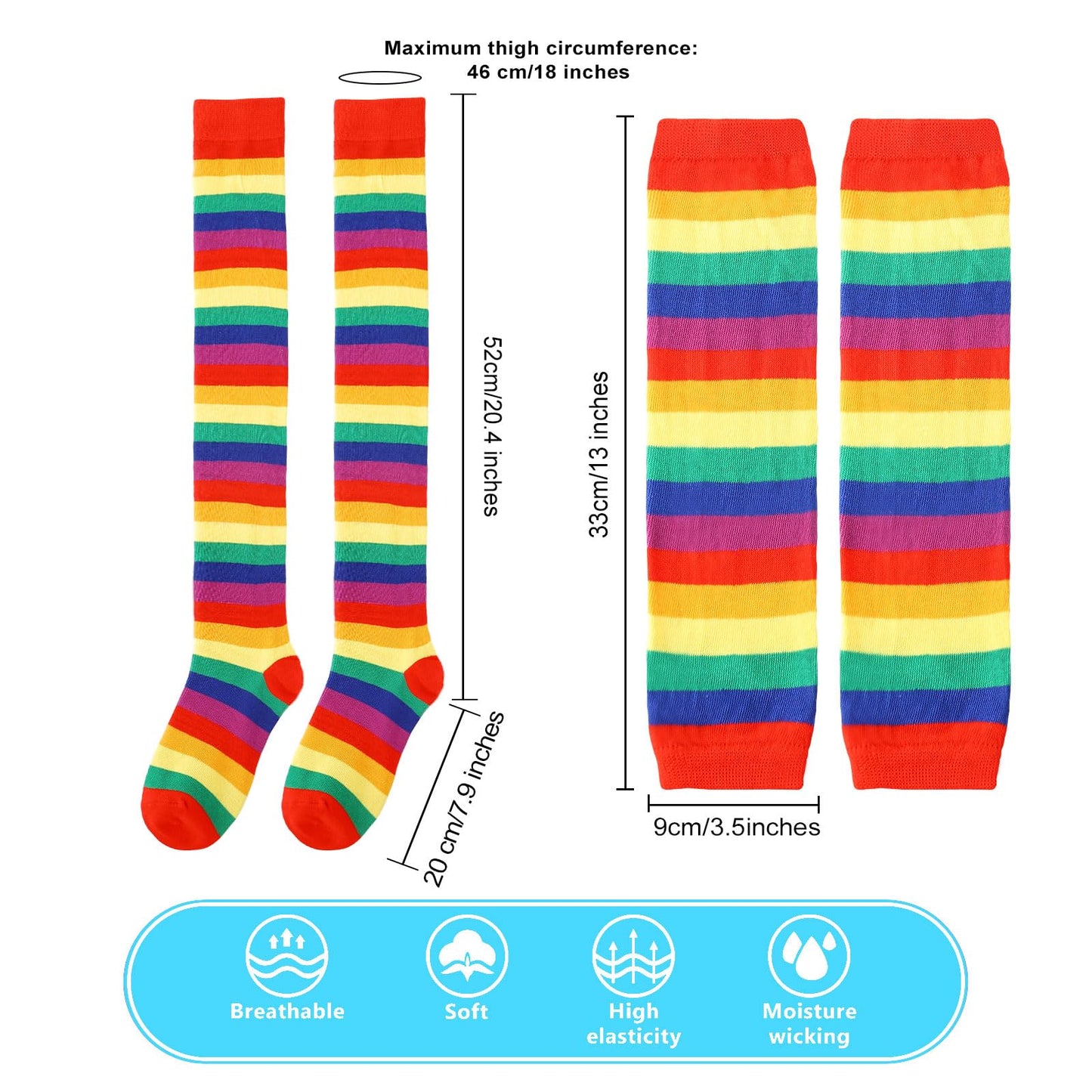 Junely Rainbow Tutu for Women Adults Striped Thigh High Socks Fingerless Gloves Pride Day Halloween Costumes Accessories
