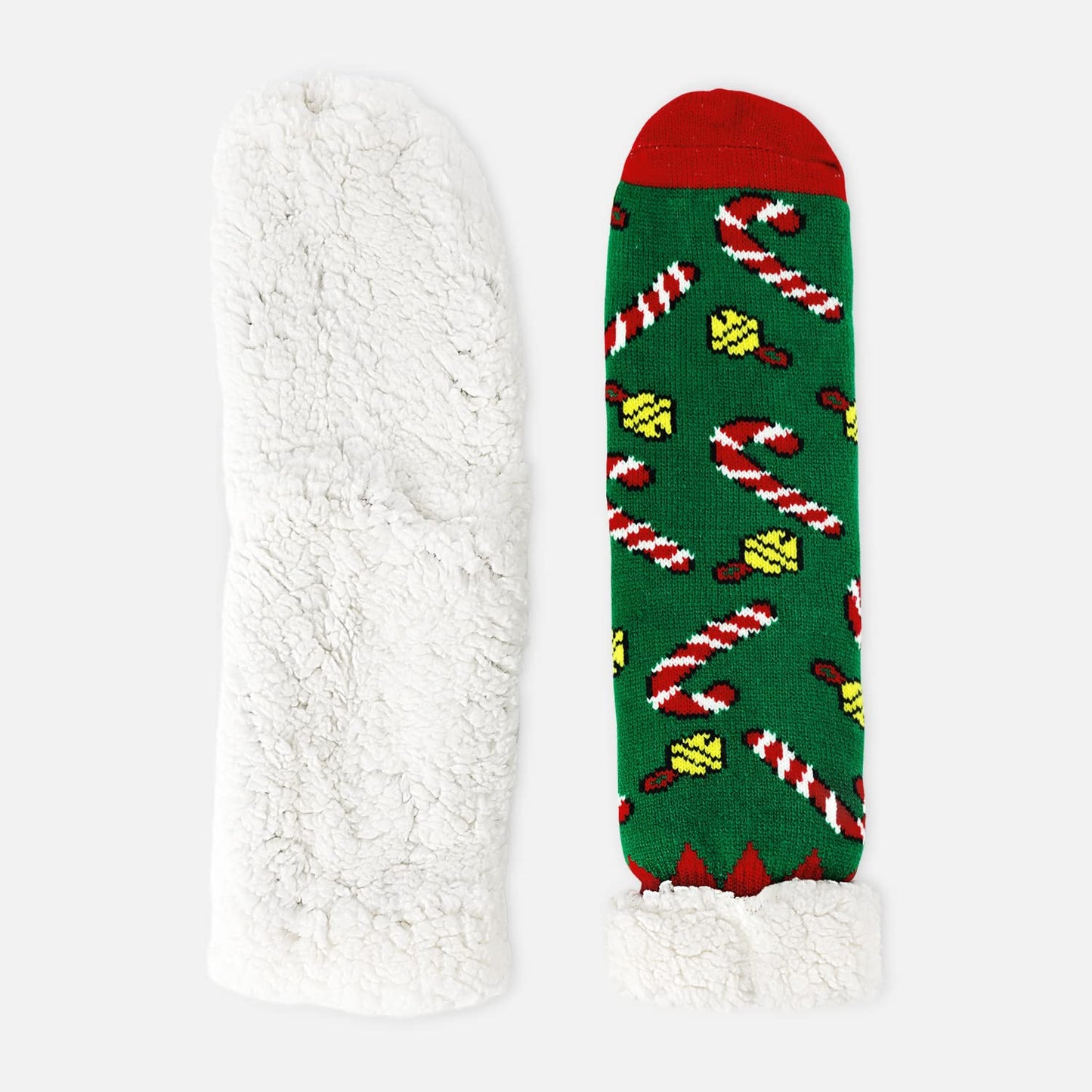Junely Christmas Slipper Socks for Women with Grippers Non Slip Fuzzy Grip Winter Warm Cozy Thick Comfy Soft Fleece Cabin Socks Green