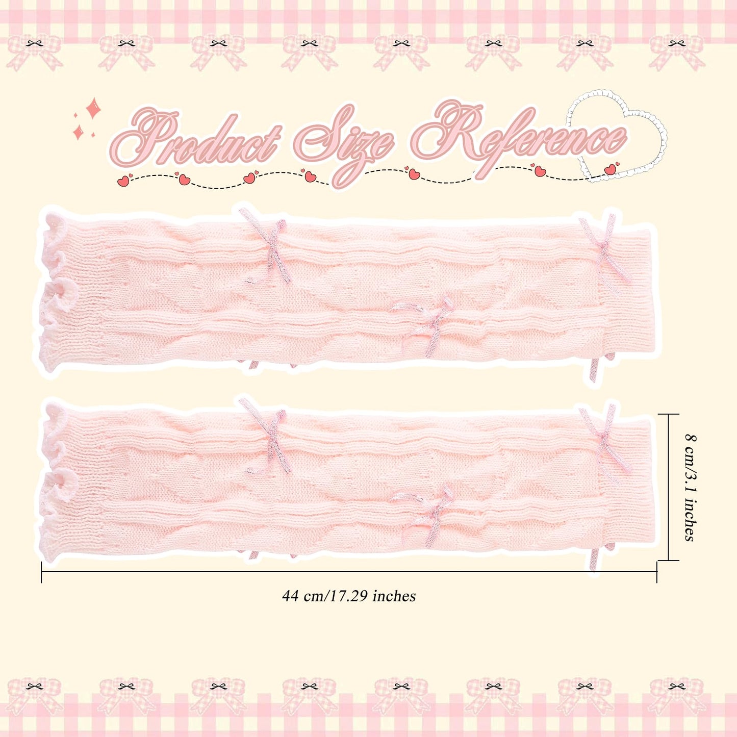 Junely Leg Warmers for Women Kawaii Leg Warmer Cute Legwarmers with Bows Cutecore Lolita Harajuku Gyaru Japanese Accessories Pink