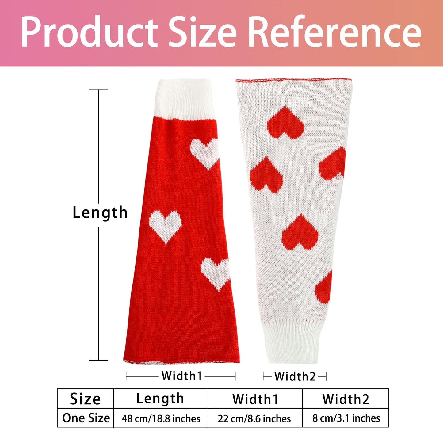 Junely Leg Warmers for Women Winter Kawaii Leg Warmer Cute Heart Legwarmers Japanese Socks Valentines Day Halloween Emo Lolita Gyaru Harajuku Accessories Red