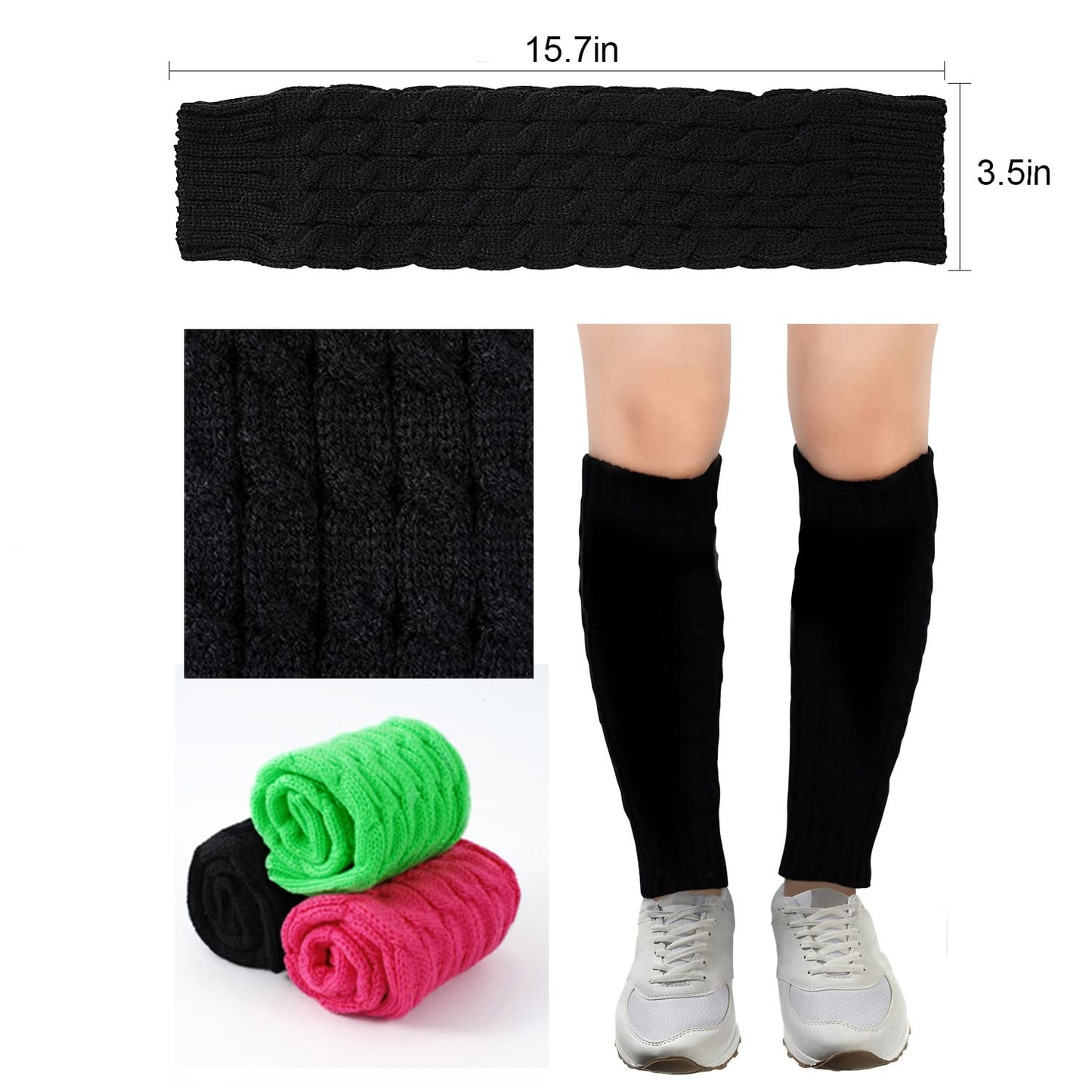 Junely Leg Warmers 80s Goth Leg Warmer Knit Legwarmers Halloween Emo Kawaii Lolita Gyaru Gothic Accessories for Ballet Figure Skating Ice Skating Dance Black