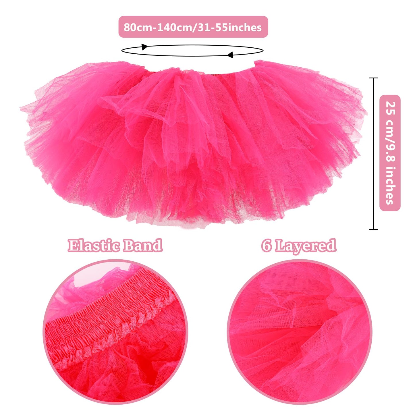 Junely Tutu for Women Adults Striped Thigh High Socks Fingerless Gloves Halloween Costumes Accessories Pink Black