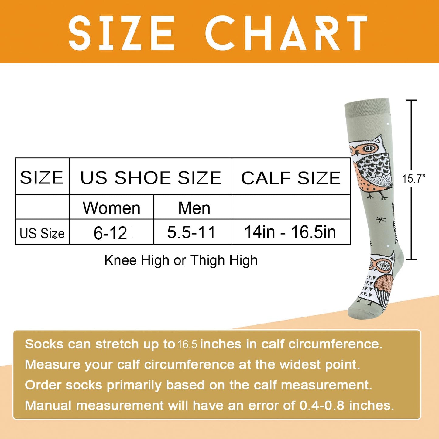 Junely Compression Socks for Women 20-30 mmhg Owl Knee High Stockings for Running Athletic Nurses Pregnant Women Work Support Travel Flight Sports Owl Gifts Grey