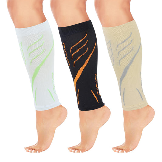 Junely 3 Pairs Calf Compression Sleeve for Men and Women Leg Compression Sleeve for Support Sports Running Cycling Black White