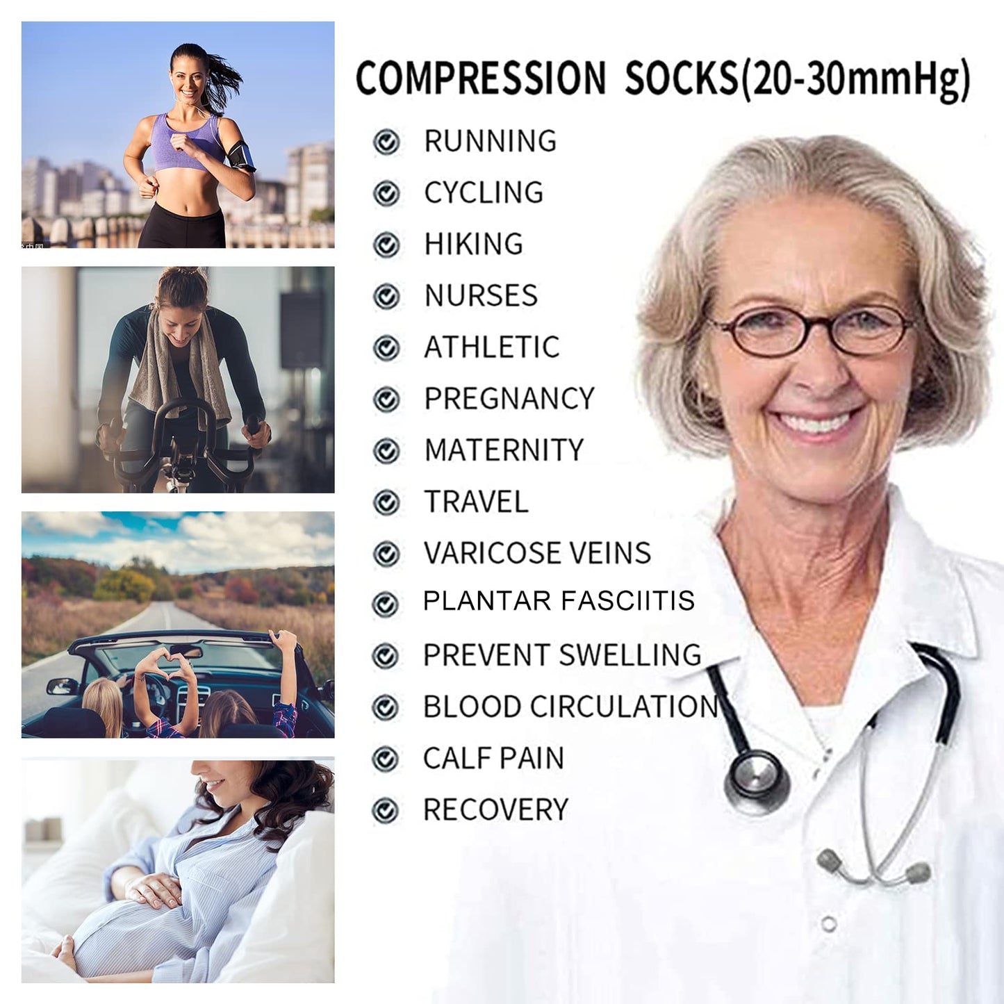 Junely Compression Socks for Women Animal Knee High Stockings for Running Nurses Support Travel Pregnancy Gifts Blue Pink Yellow