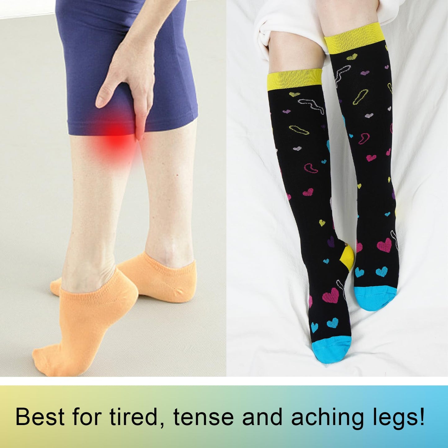 Junely Mothers Day Compression Socks for Women Valentines Day Knee High Stockings for Running Nurses Support Travel Pregnancy Gifts Pink Black