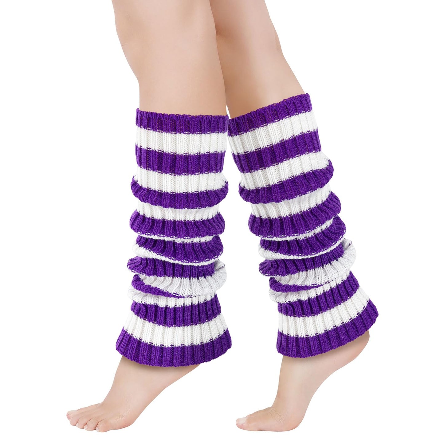 Junely Leg Warmers Striped Leg Warmer Knit Legwarmers Cosplay Halloween Costume Accessories for Ballet Figure Skating Ice Skating Dance
