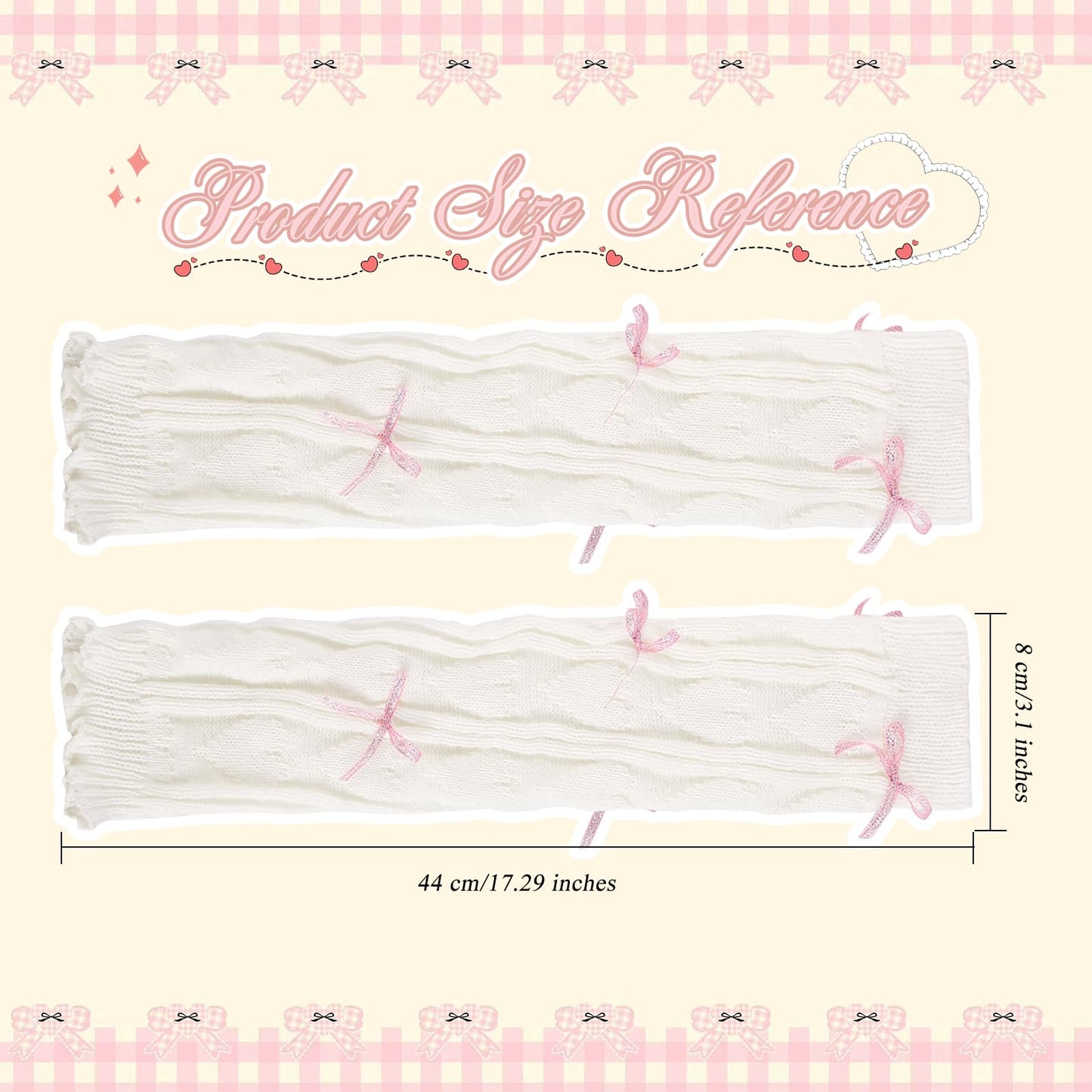 Junely Leg Warmers for Women Kawaii Leg Warmer Cute Legwarmers with Bows Cutecore Lolita Harajuku Gyaru Japanese Accessories White