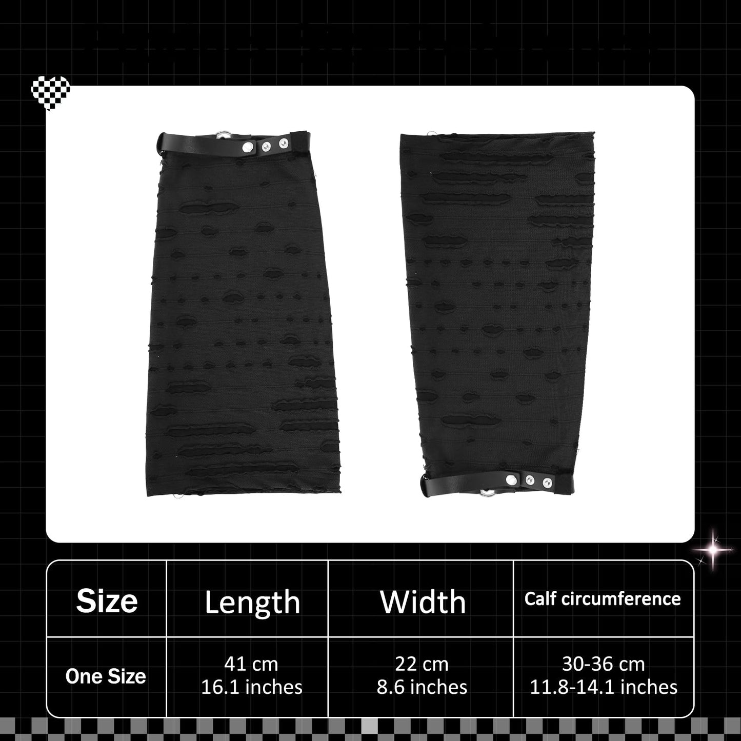 Junely Leg Warmers for Women Kawaii Leg Warmer Cute Legwarmers with Adjustable Strap Cutecore Lolita Harajuku Gyaru Japanese Accessories Black