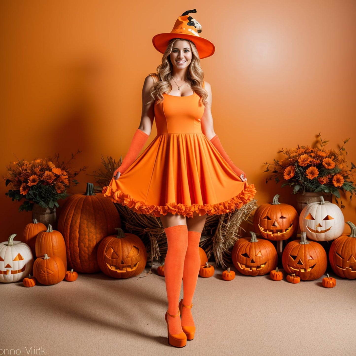 Junely Thigh High Socks Over the Knee Stockings Extra Long Gifts Halloween Cosplay Costumes Accessories Gifts Orange