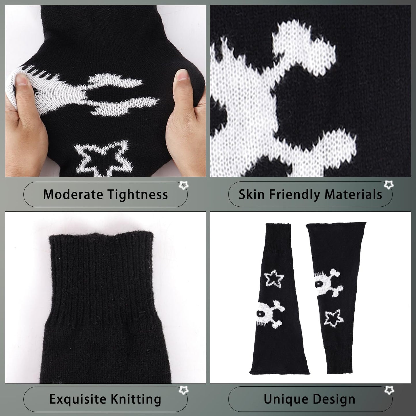 Junely Leg Warmers Kawaii Leg Warmer Cute Legwarmers for Women Japanese Socks Goth Emo Halloween Lolita Gyaru Gothic Harajuku Accessories Two Side Wear Black White