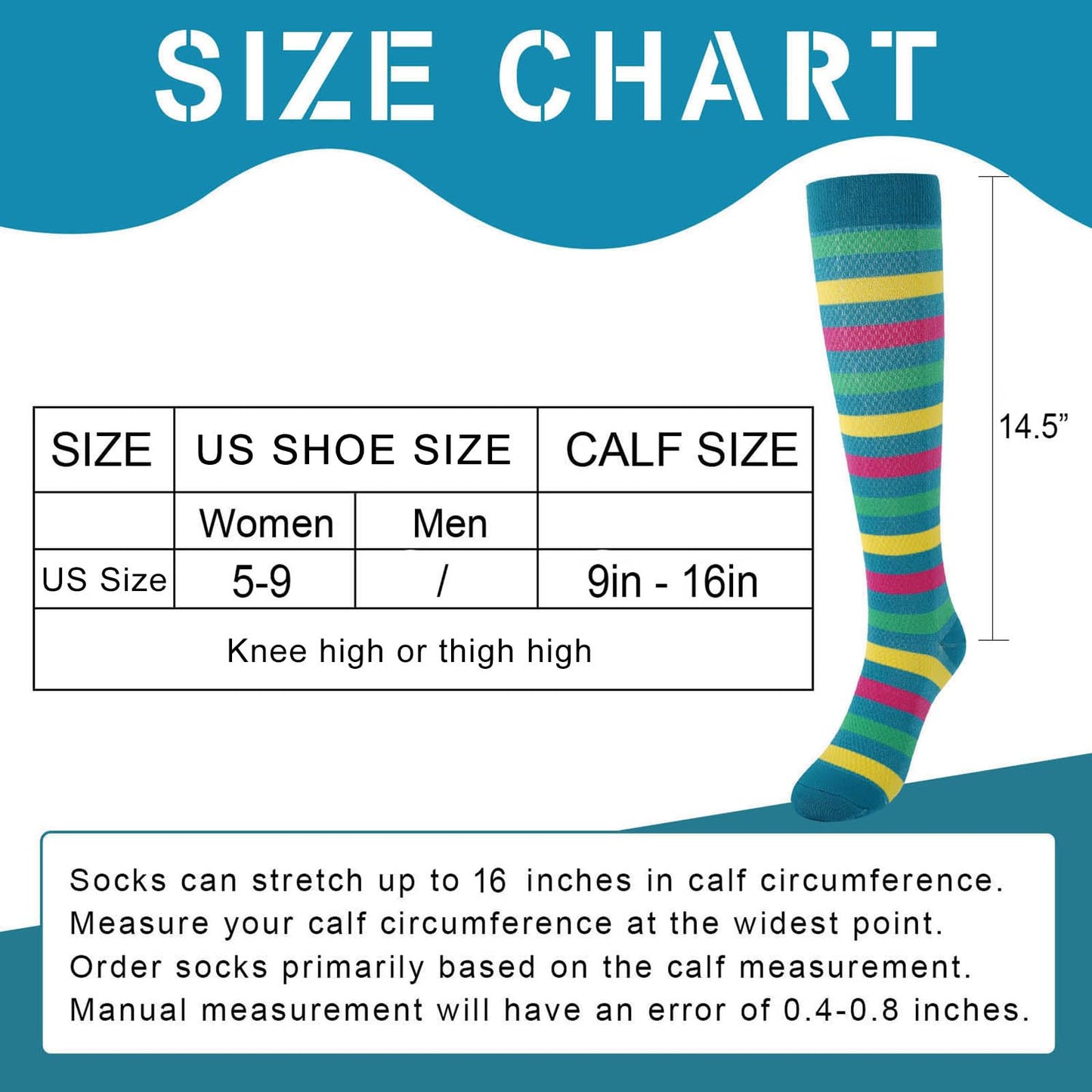 Junely Compression Socks for Women 20-30 mmhg Knee High Striped socks for Running Athletic Nurses Pregnant Women Work Support Travel Flight Sports Irish Gifts Green