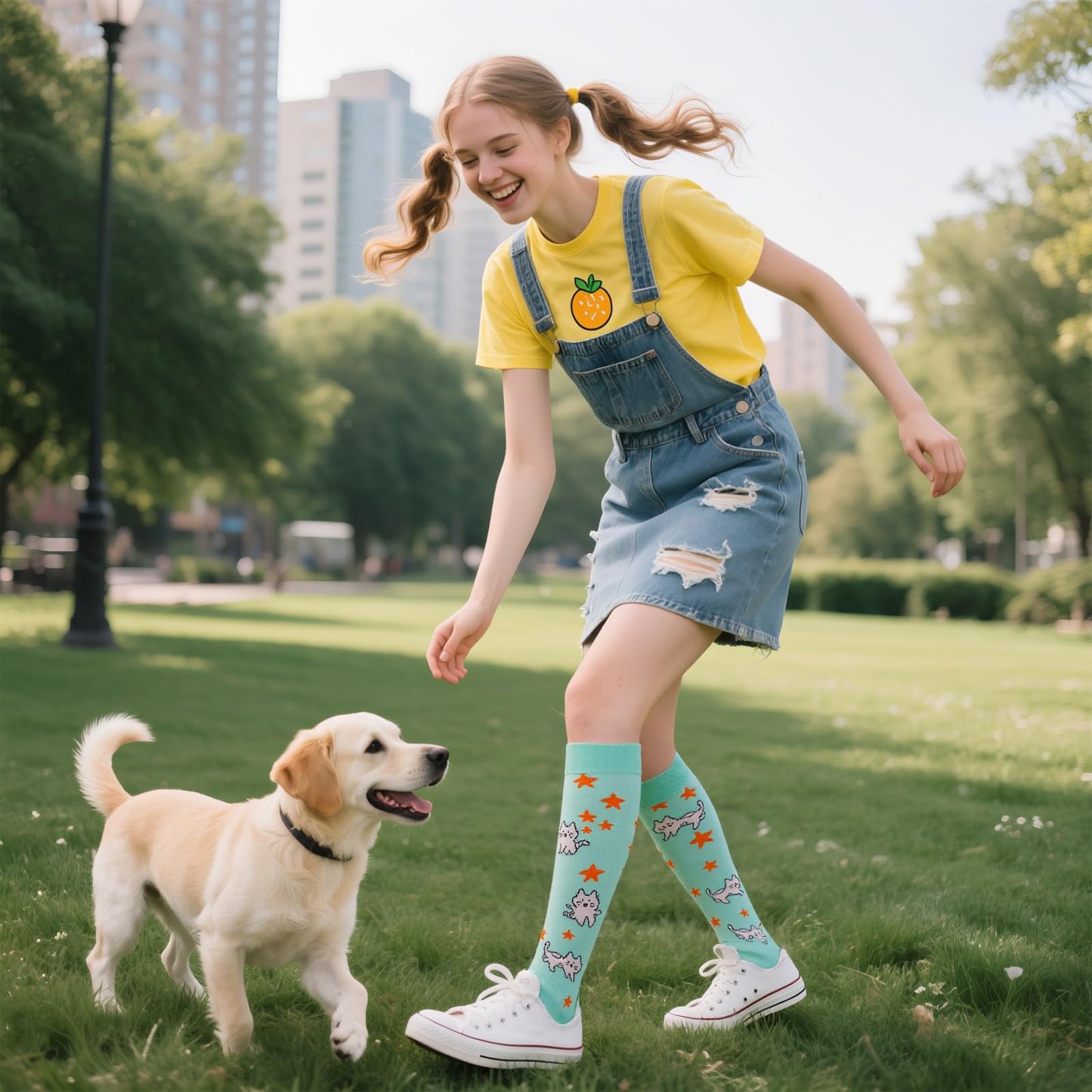 Junely Compression Socks for Women Cat Knee High Stockings for Running Athletic Nurses Pregnant Women Work Support Travel Flight Sports Cat Gifts Blue