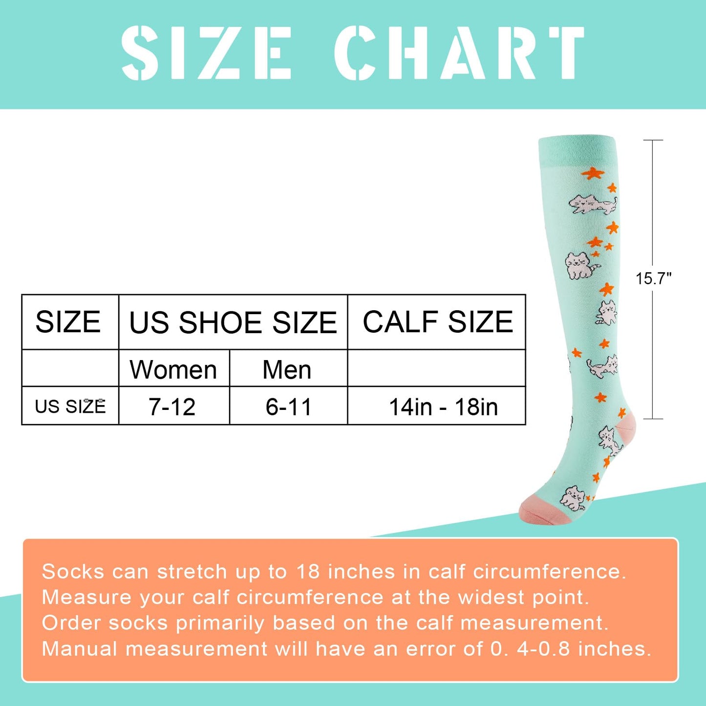 Junely Compression Socks for Women Cat Knee High Stockings for Running Athletic Nurses Pregnant Women Work Support Travel Flight Sports Cat Gifts Blue