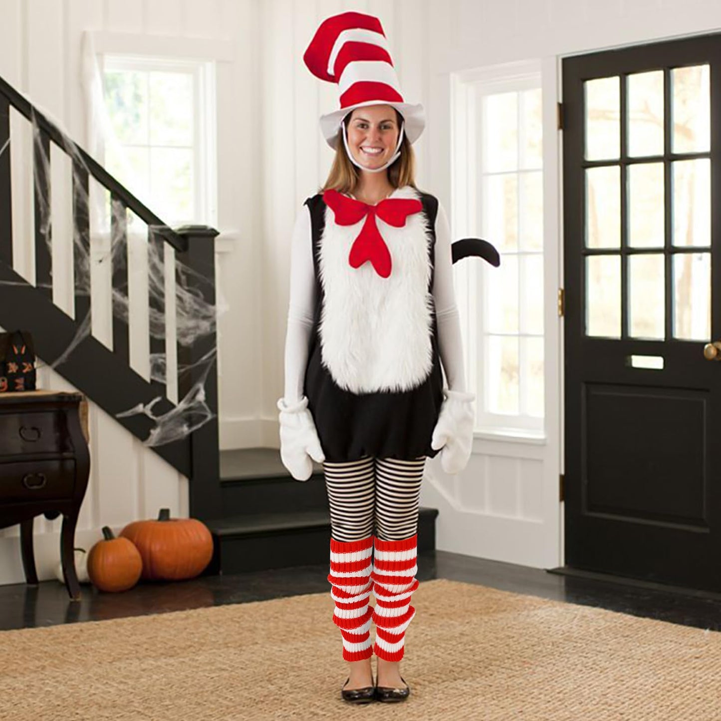 Junely Leg Warmers Striped Leg Warmer Knit Legwarmers Cosplay Halloween Christmas Costume Accessories for Ballet Figure Skating Ice Skating Dance Red White