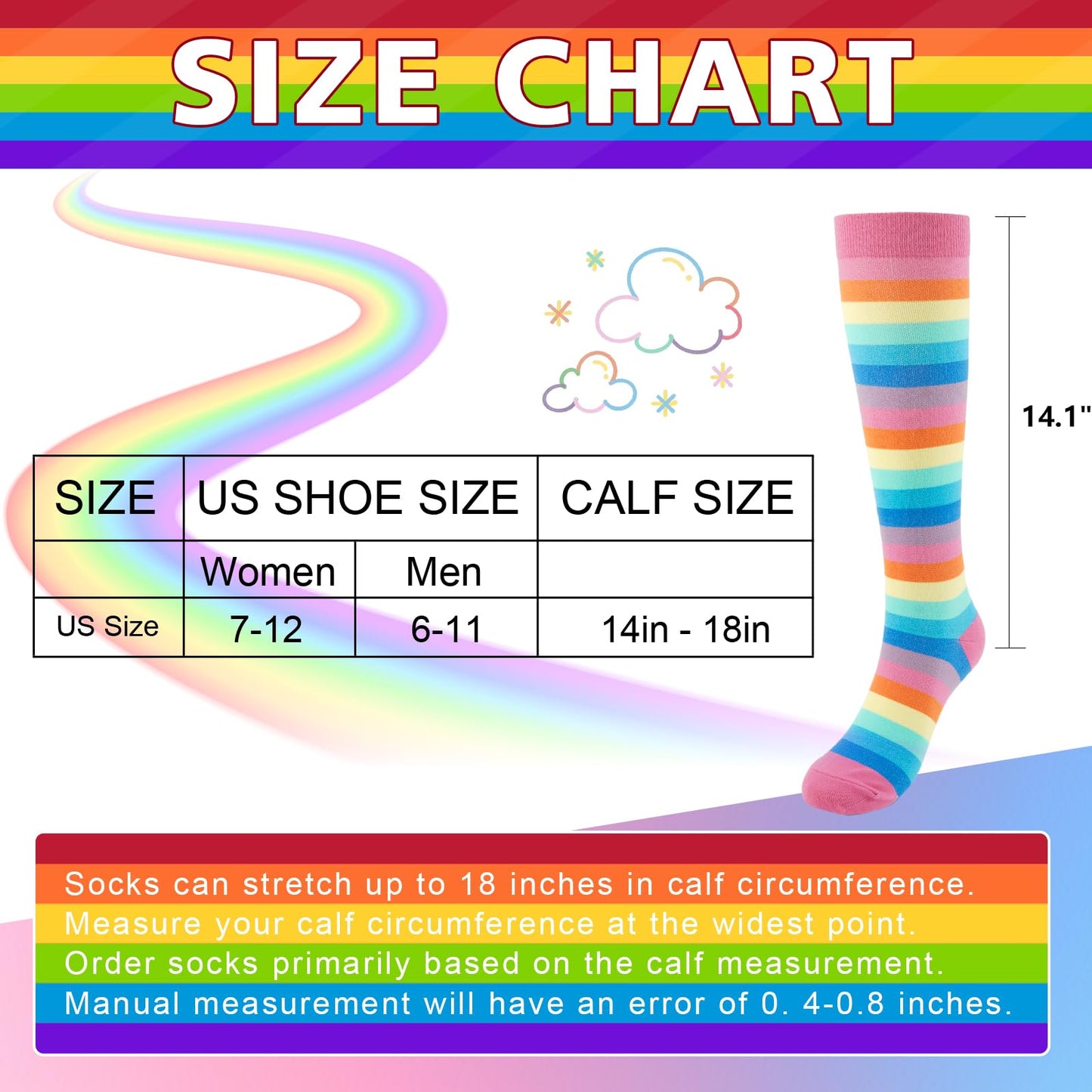 Junely Rainbow Compression Socks for Women Pride Knee High Socks for Running Athletic Nurses Pregnant Women Work Support Travel Flight Sports Gifts Pink