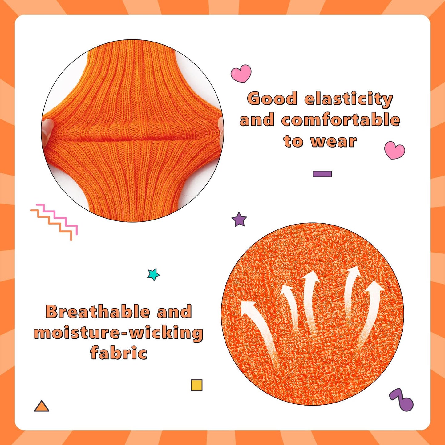Junely 80s Accessories for Women Neon Leg Warmers Headband and Wristbands Set Knit Legwarmers for Ballet Dance Figure Skating Ice Skating Boot Orange