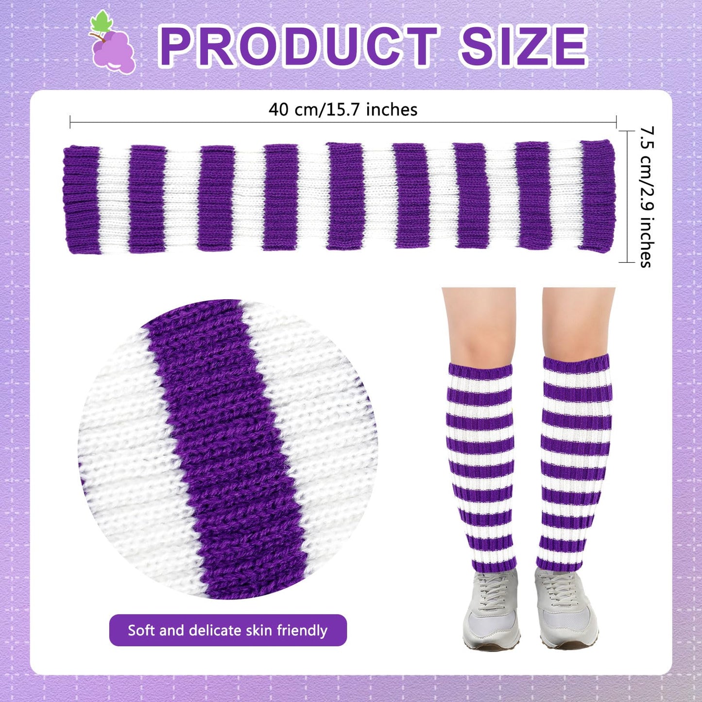 Junely Leg Warmers Striped Leg Warmer Knit Legwarmers Cosplay Halloween Costume Accessories for Ballet Figure Skating Ice Skating Dance