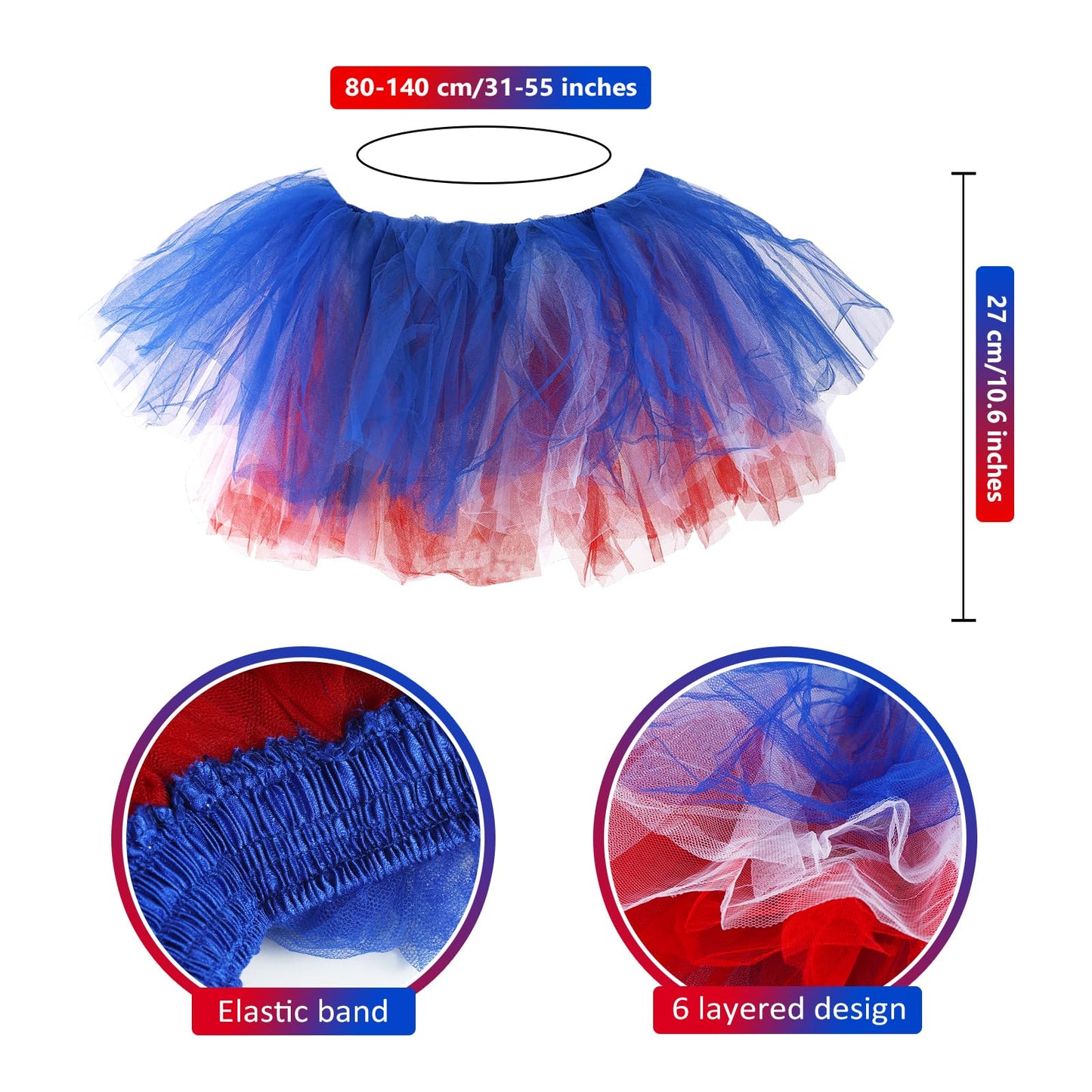Junely American Flag Tutu for Women Adults Striped Thigh High Socks Fingerless Gloves 4th of July Costumes Accessories