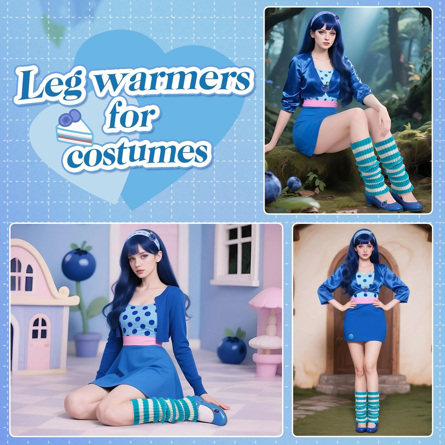 Junely Leg Warmers Striped Leg Warmer Knit Legwarmers Cosplay Halloween Costume Accessories for Ballet Figure Skating Ice Skating Dance