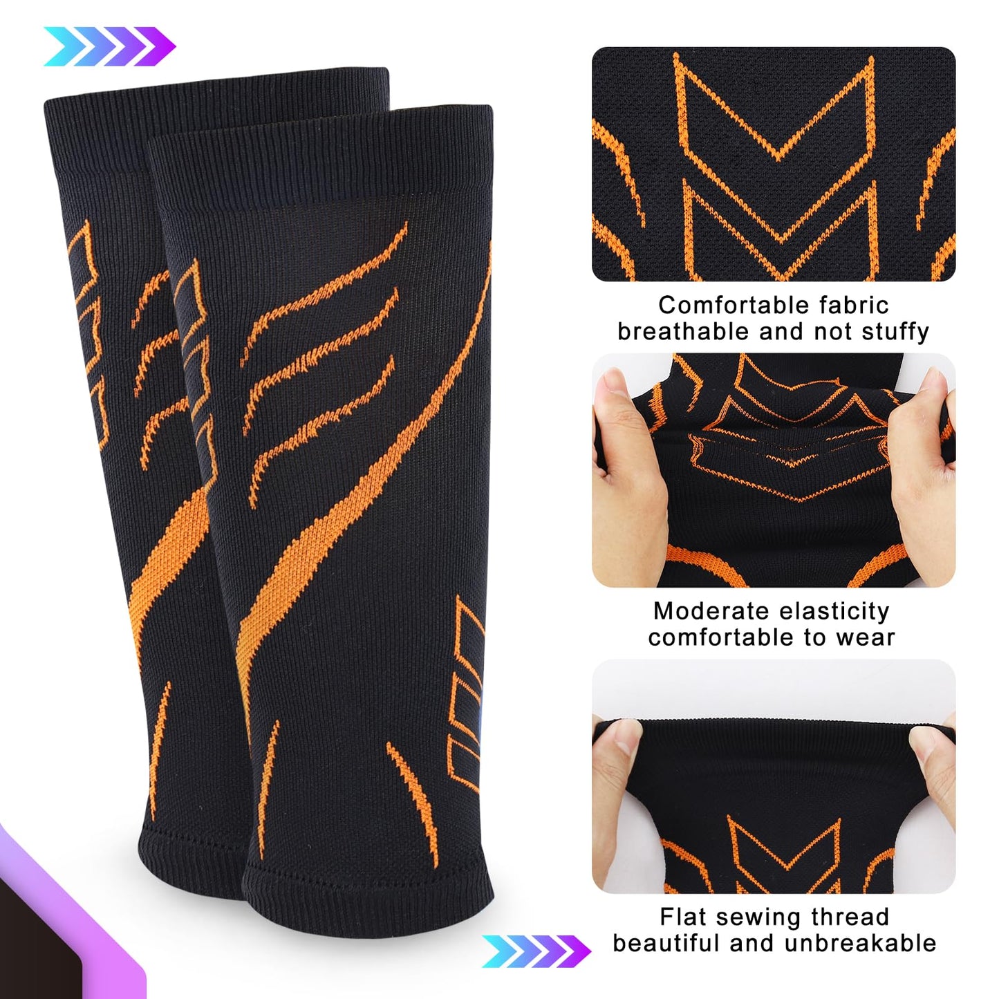 Junely 3 Pairs Calf Compression Sleeve for Men and Women Leg Compression Sleeve for Support Sports Running Cycling Black White