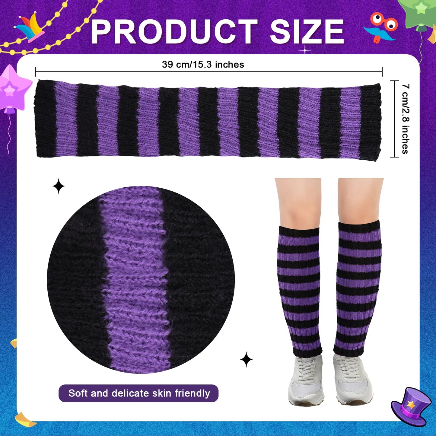 Junely Leg Warmers Striped Leg Warmer Knit Legwarmers Cosplay Halloween Costume Accessories for Ballet Figure Skating Ice Skating Dance