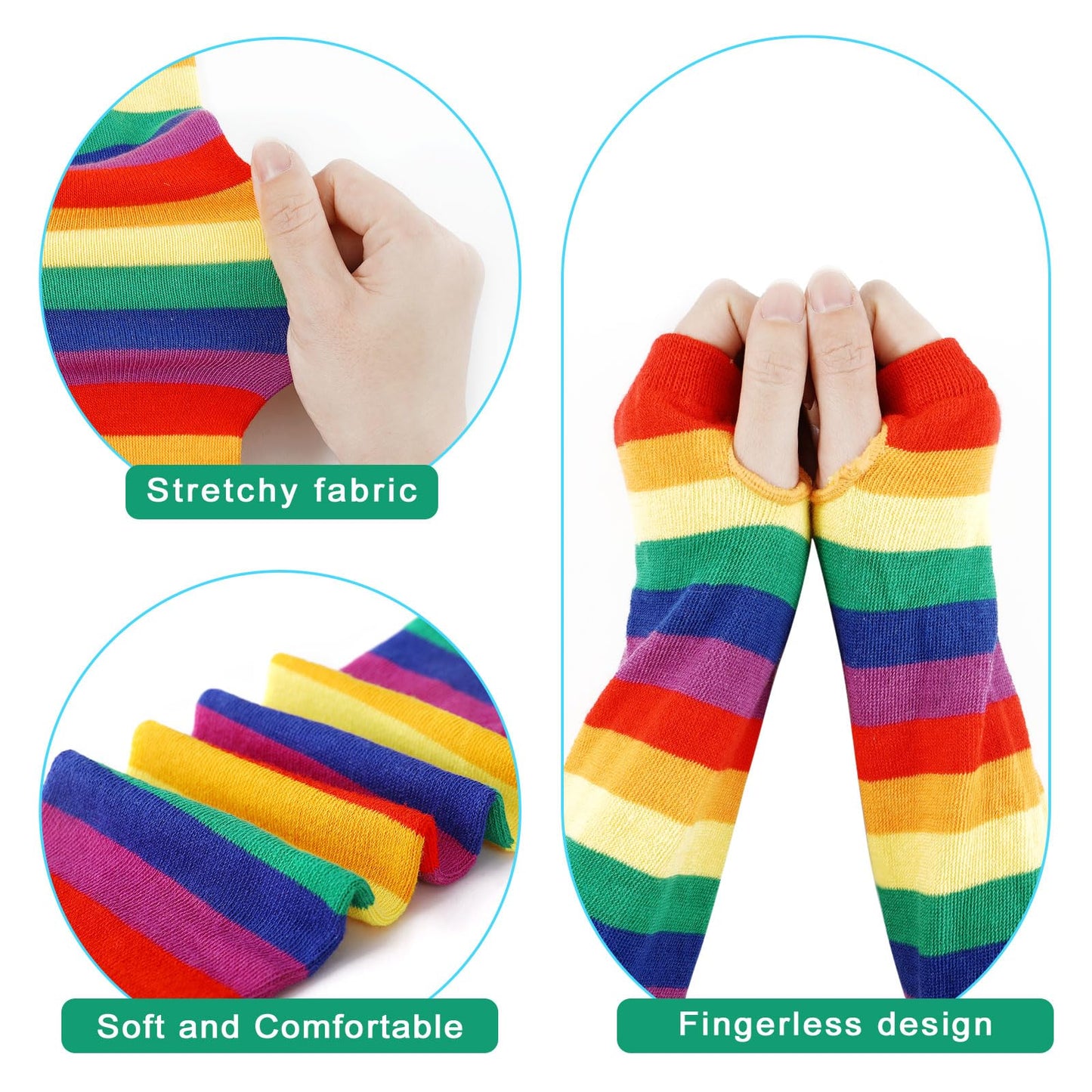 Junely Rainbow Tutu for Women Adults Striped Thigh High Socks Fingerless Gloves Pride Day Halloween Costumes Accessories