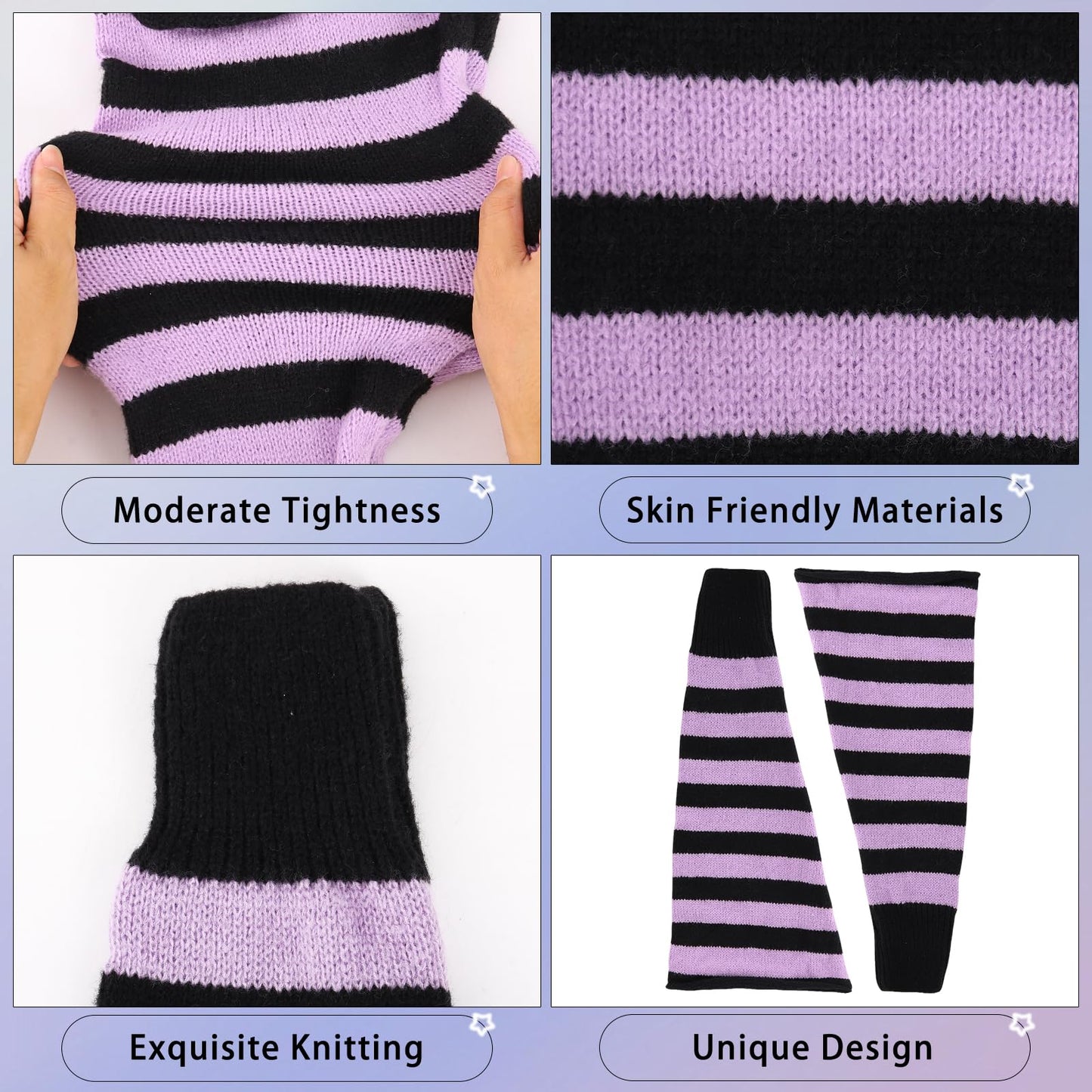 Junely Leg Warmers for Women Winter Kawaii Leg Warmer Cute Legwarmers Japanese Socks Halloween Goth Emo Lolita Gyaru Gothic Harajuku Accessories Black Purple