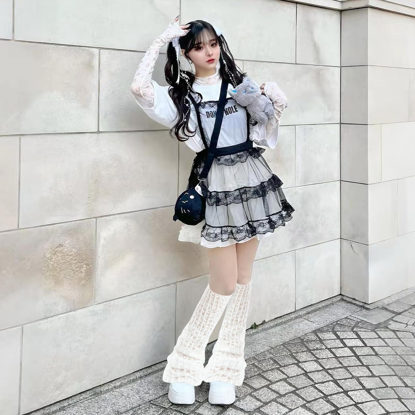 Junely Leg Warmers for Women Summer Kawaii Leg Warmer Cute Legwarmers Cutecore Lolita Harajuku Gyaru Japanese Accessories White