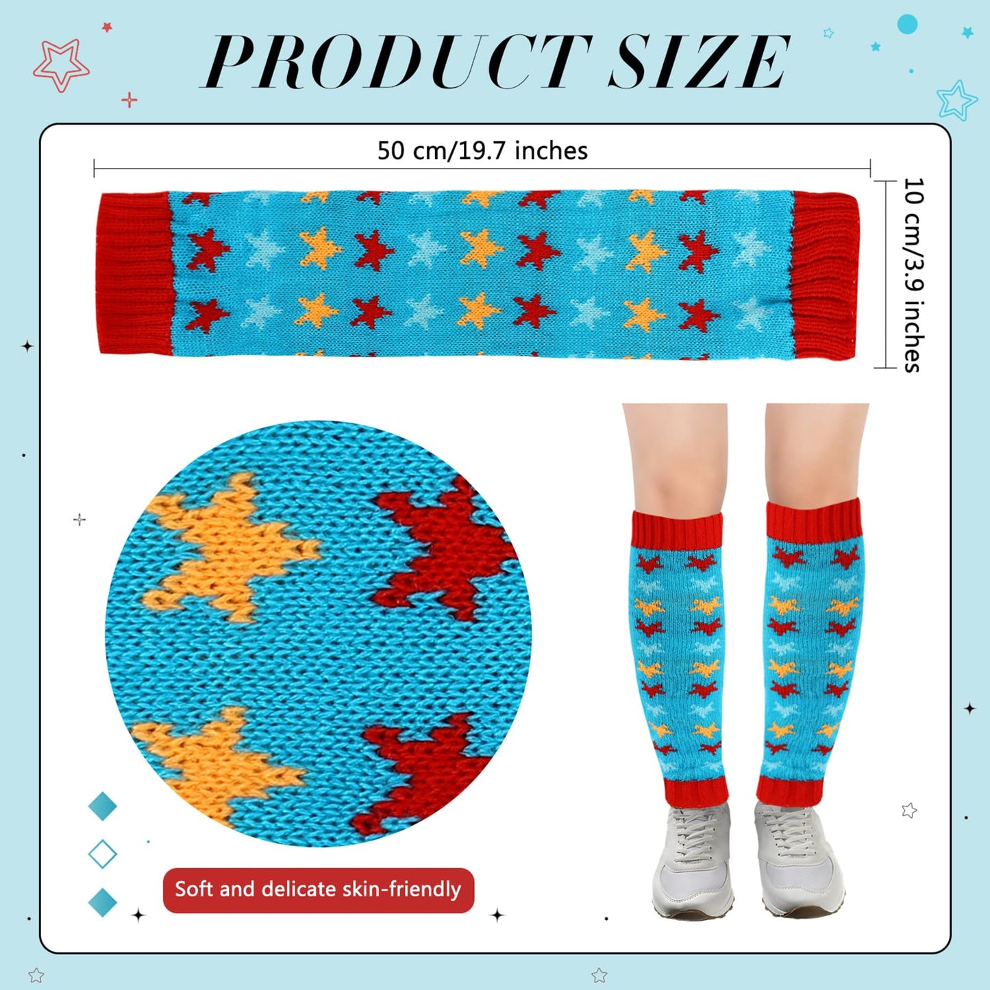 Junely Leg Warmers for Women Star Cute Leg Warmer Knit Legwarmers Kawaii Slouchy Grunge Emo Cutecore Japanese Harajuku Lolita Accessories Black Blue