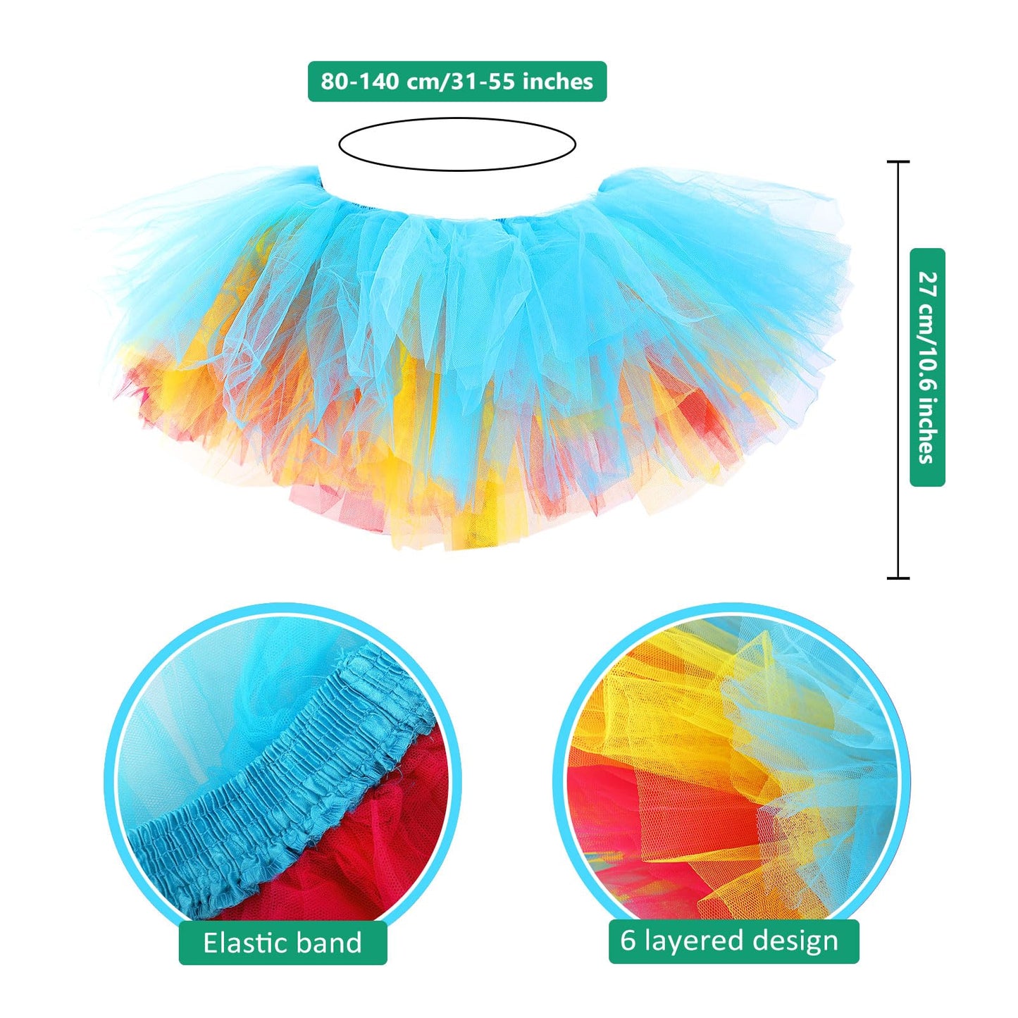 Junely Rainbow Tutu for Women Adults Striped Thigh High Socks Fingerless Gloves Pride Day Halloween Costumes Accessories