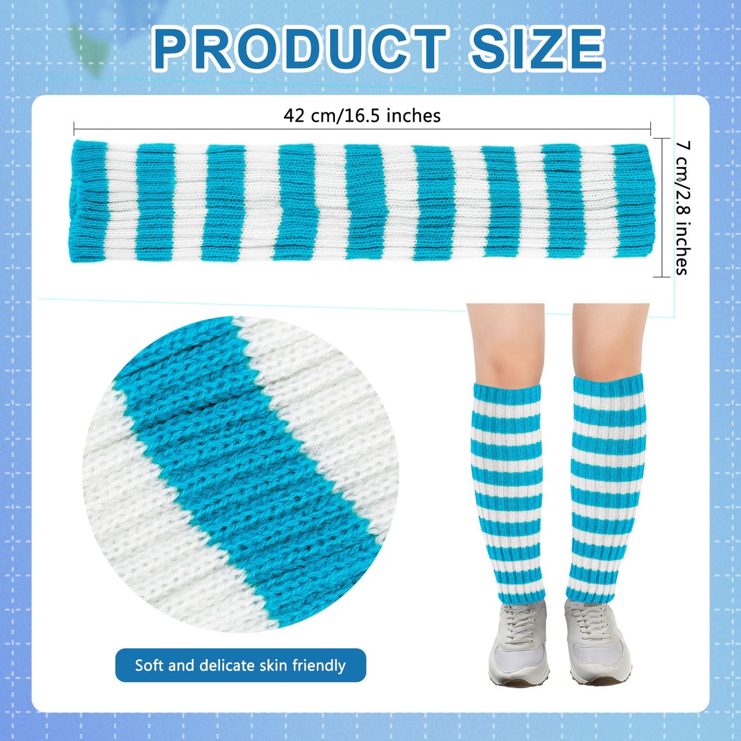Junely Leg Warmers Striped Leg Warmer Knit Legwarmers Cosplay Halloween Costume Accessories for Ballet Figure Skating Ice Skating Dance