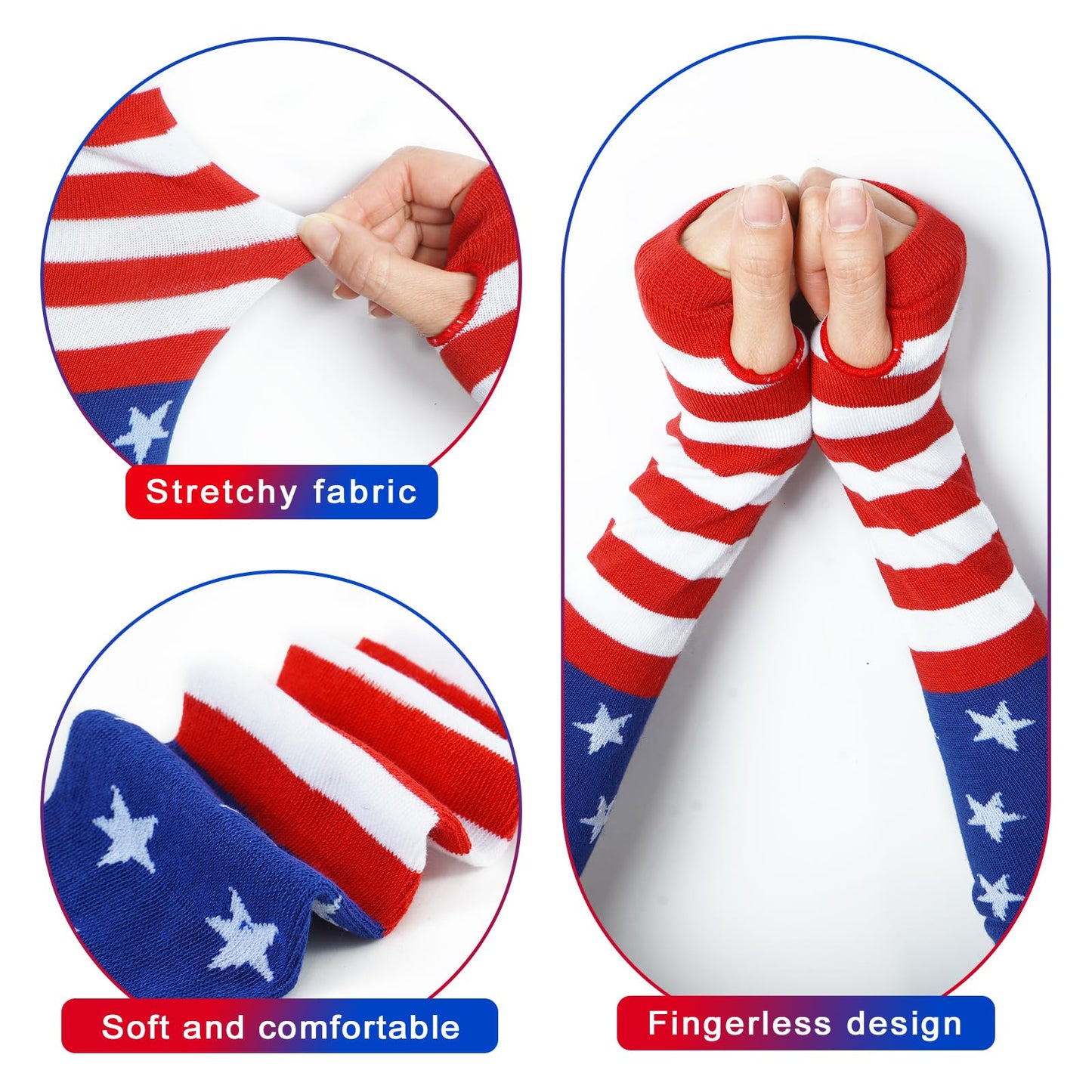 Junely American Flag Tutu for Women Adults Striped Thigh High Socks Fingerless Gloves 4th of July Costumes Accessories