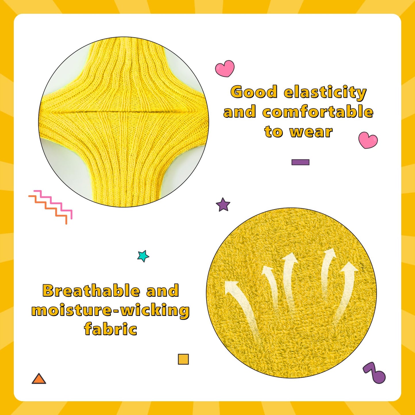 Junely 80s Accessories for Women Neon Leg Warmers Headband and Wristbands Set Knit Legwarmers for Ballet Dance Figure Skating Ice Skating Boot Yellow