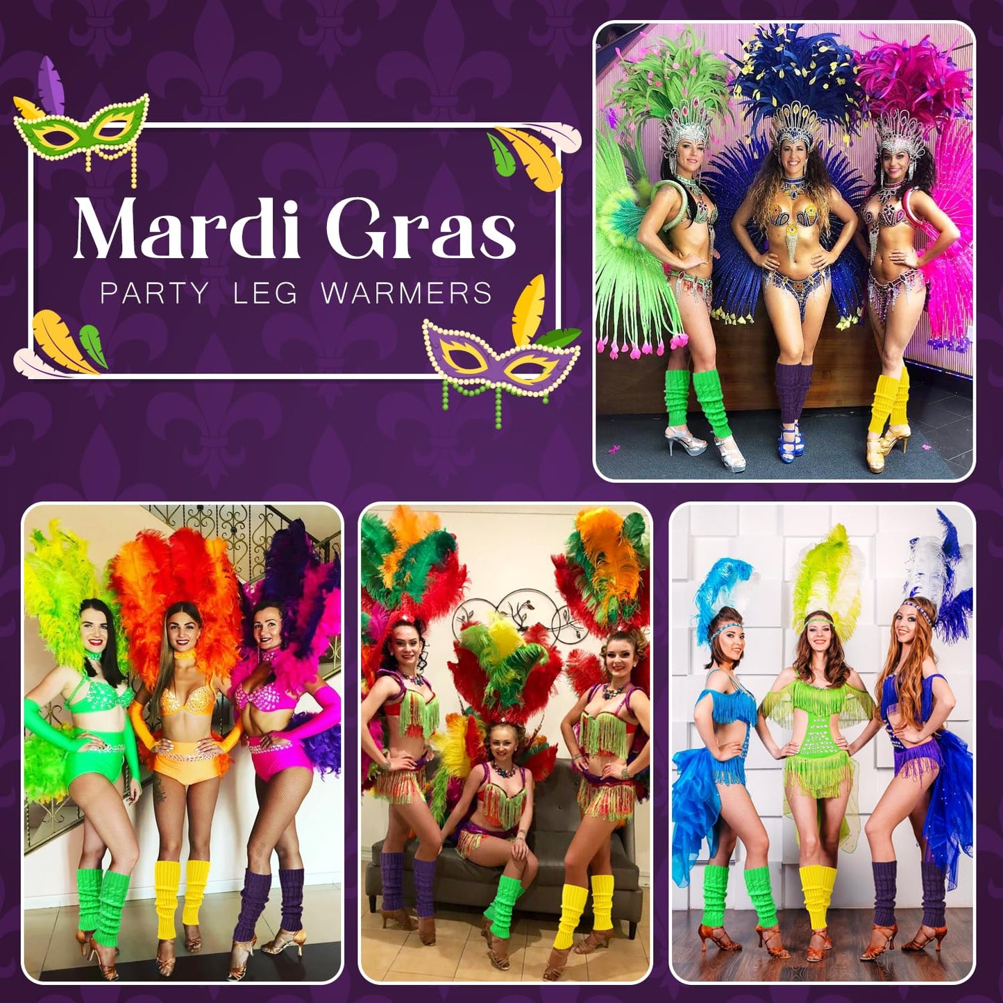 Junely Leg Warmers 80s Neon Leg Warmer Knit Legwarmers for Mardi Gras Ballet Dance Figure Skating Ice Skating Boot Yellow