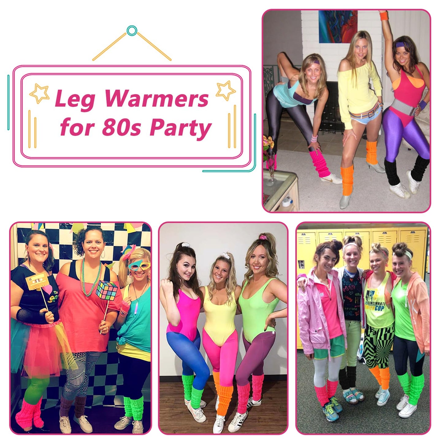 Junely Leg Warmers 80s Neon Leg Warmer Knit Legwarmers for Fall Halloween Thanksgiving Ballet Figure Skating Ice Skating Dance Boot Orange