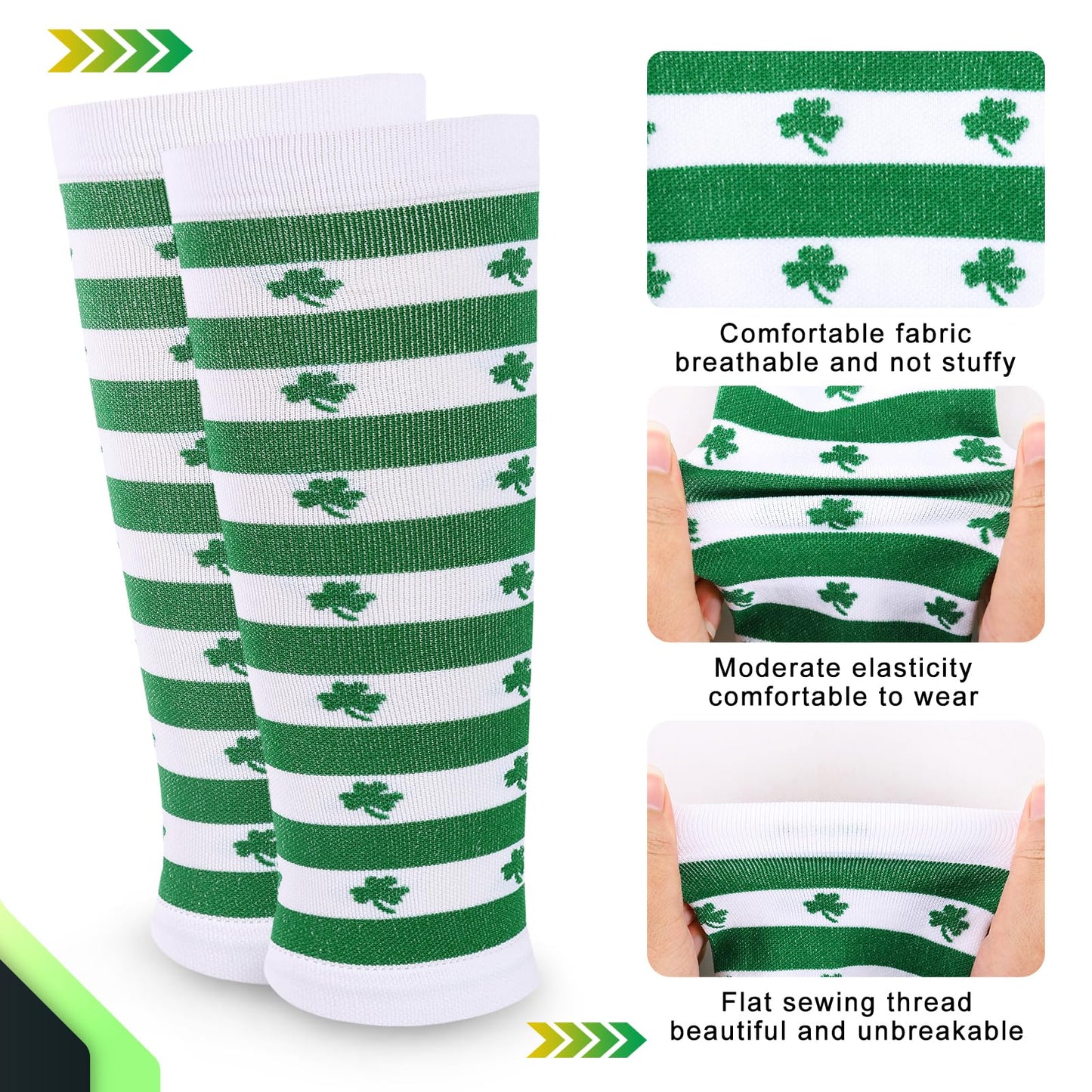Junely St Patricks Day Calf Compression Sleeve for Men and Women Leg Compression Sleeve for Support Sports Running Cycling Green