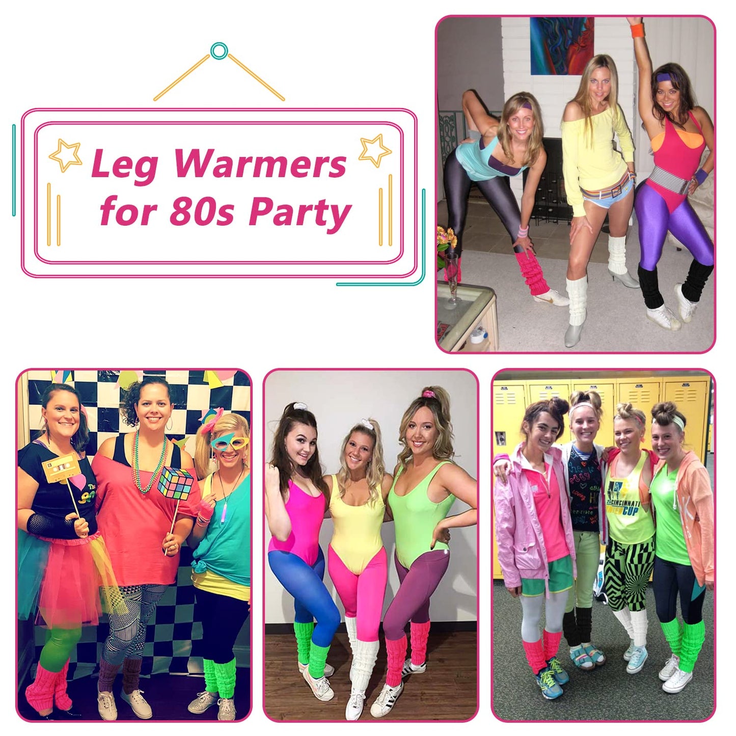 Junely Leg Warmers 80s Kawaii Leg Warmer Knit Legwarmers Halloween Lolita Gyaru Goth Emo Gothic Accessories for Ballet Figure Skating Ice Skating Dance White