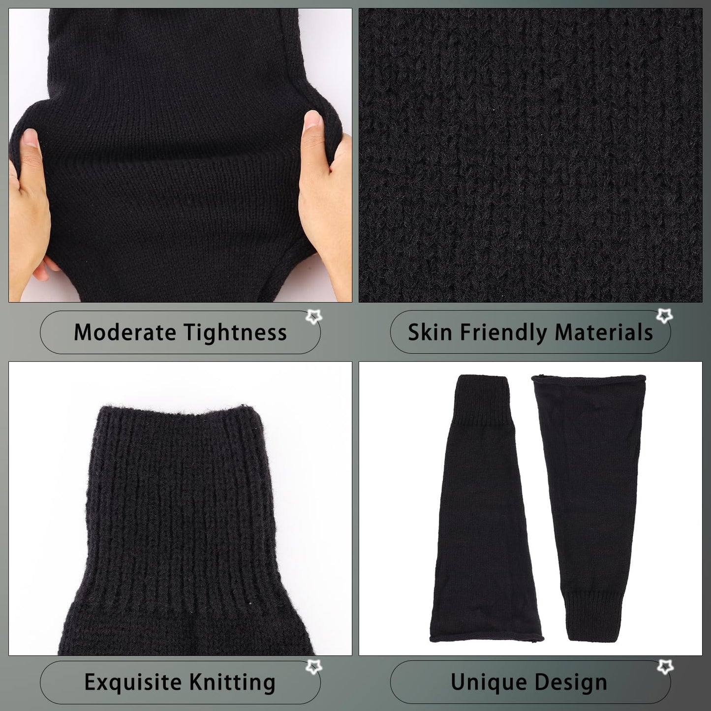 Junely Leg Warmers for Women Winter Kawaii Leg Warmer Cute Legwarmers Japanese Socks Halloween Goth Emo Lolita Gyaru Gothic Harajuku Accessories Black