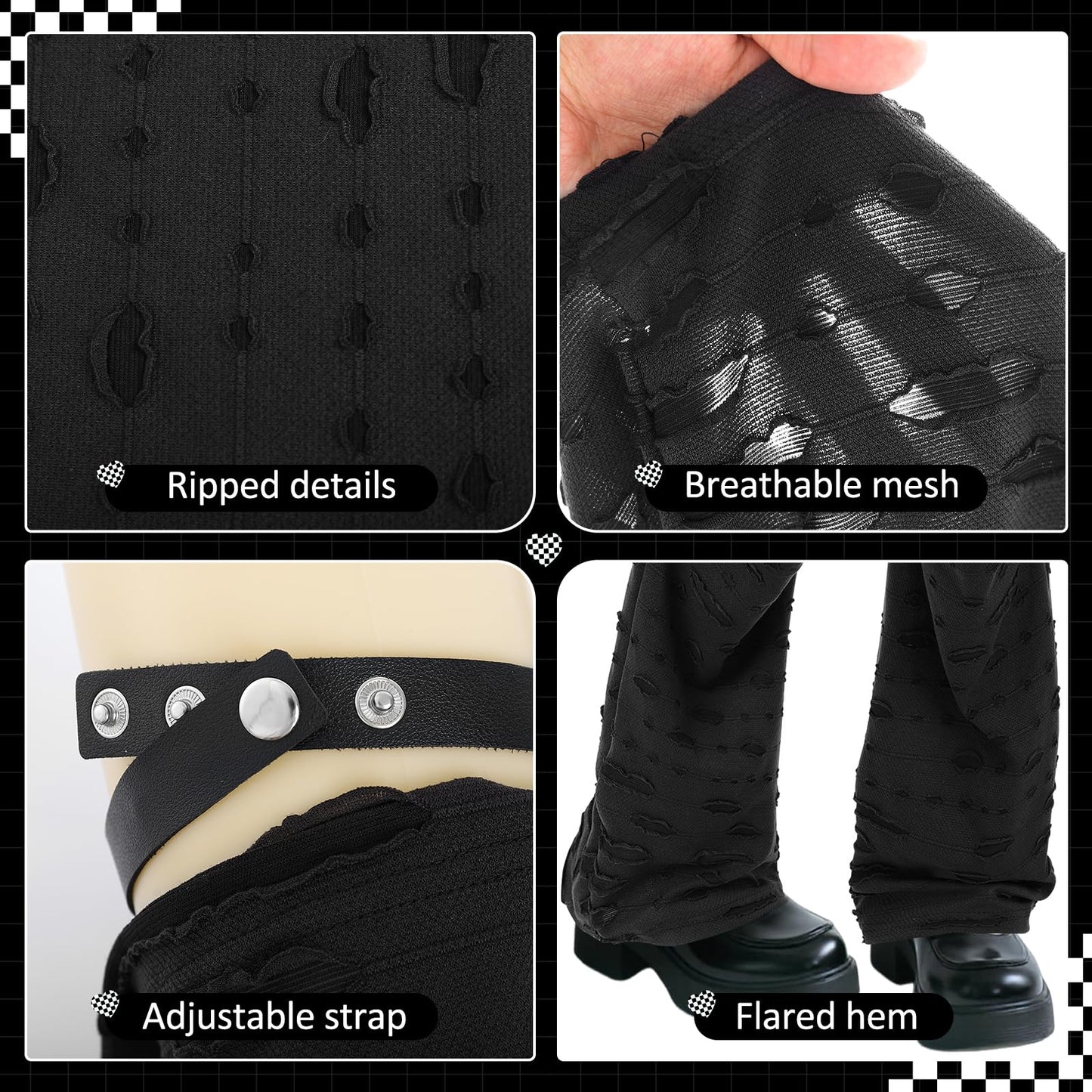 Junely Leg Warmers for Women Kawaii Leg Warmer Cute Legwarmers with Adjustable Strap Cutecore Lolita Harajuku Gyaru Japanese Accessories Black