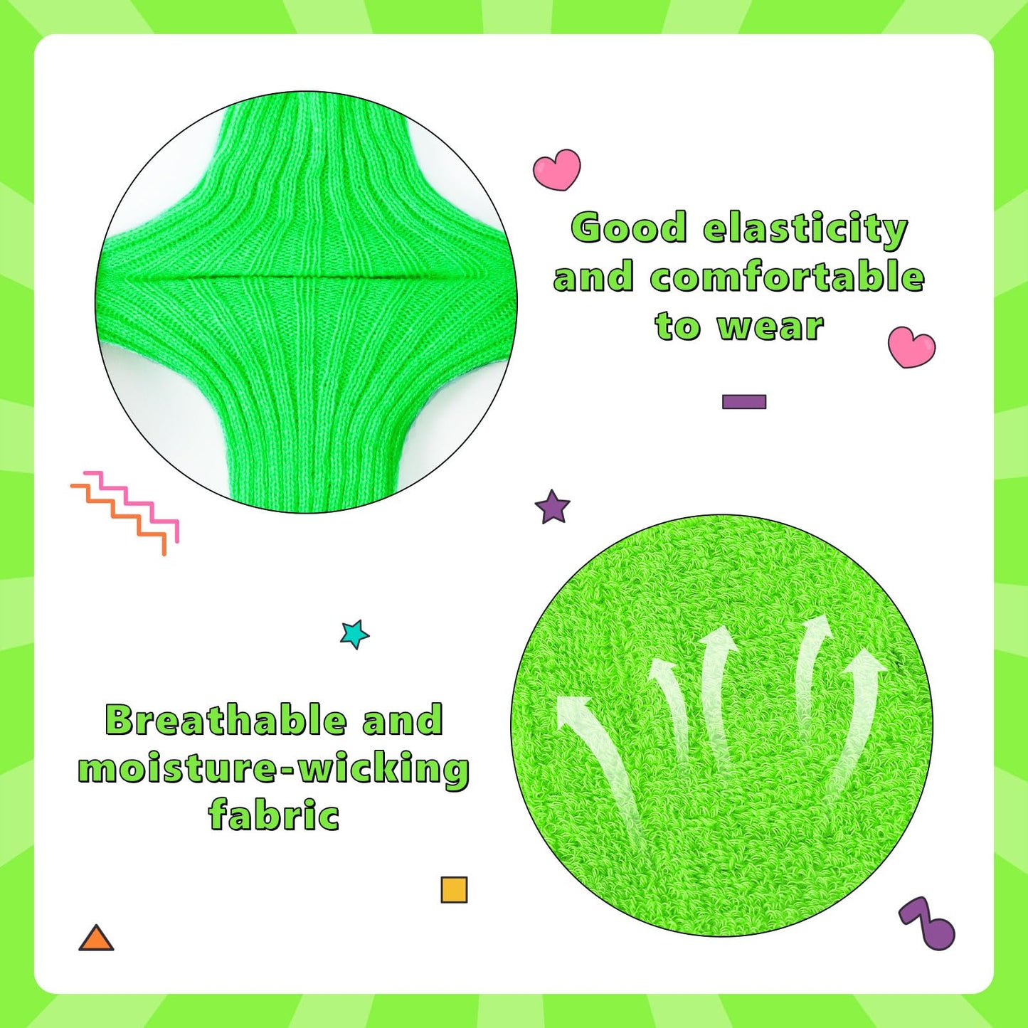 Junely 80s Accessories for Women Neon Leg Warmers Headband and Wristbands Set Knit Legwarmers for Ballet Dance Figure Skating Ice Skating Boot Green